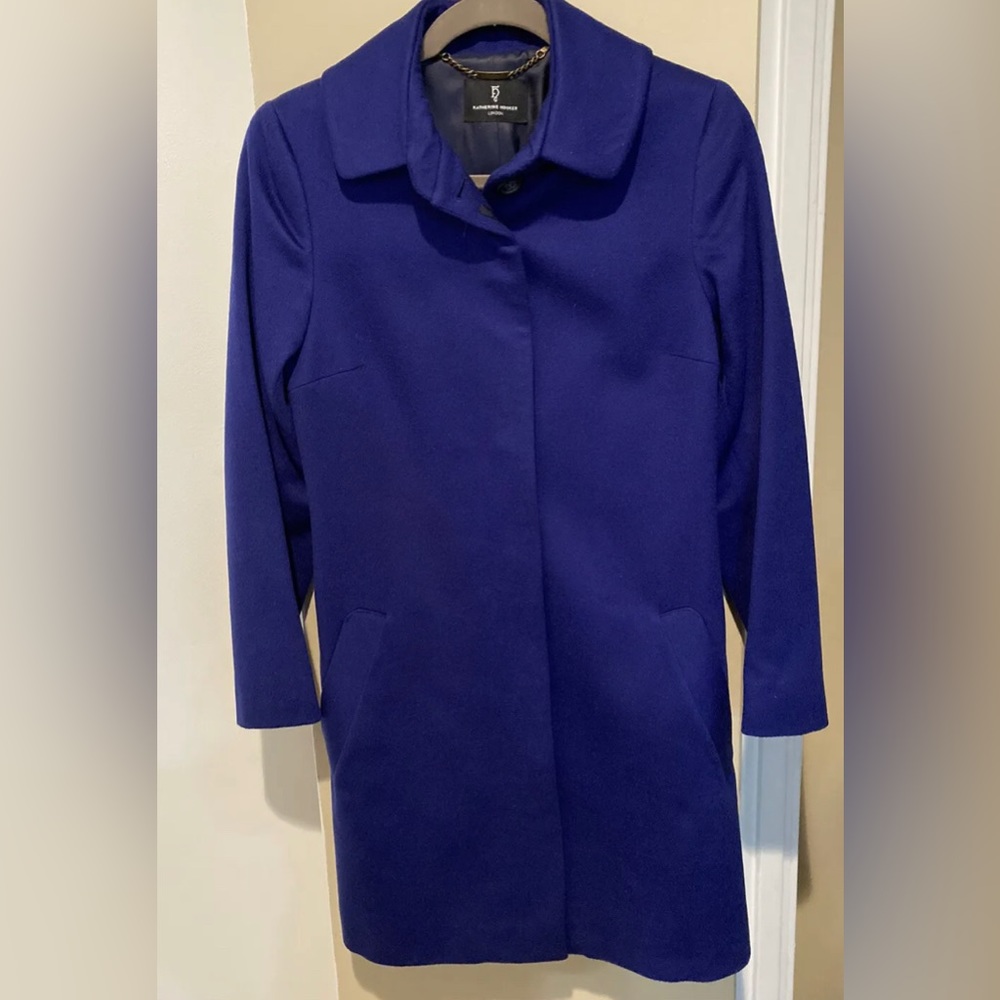 KATHERINE HOOKER Royal Blue Cashmere Franklin Coat, Size UK 10 US 8